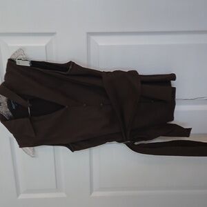 Jones New York Dark Brown Sleeveless Wrap Around Top